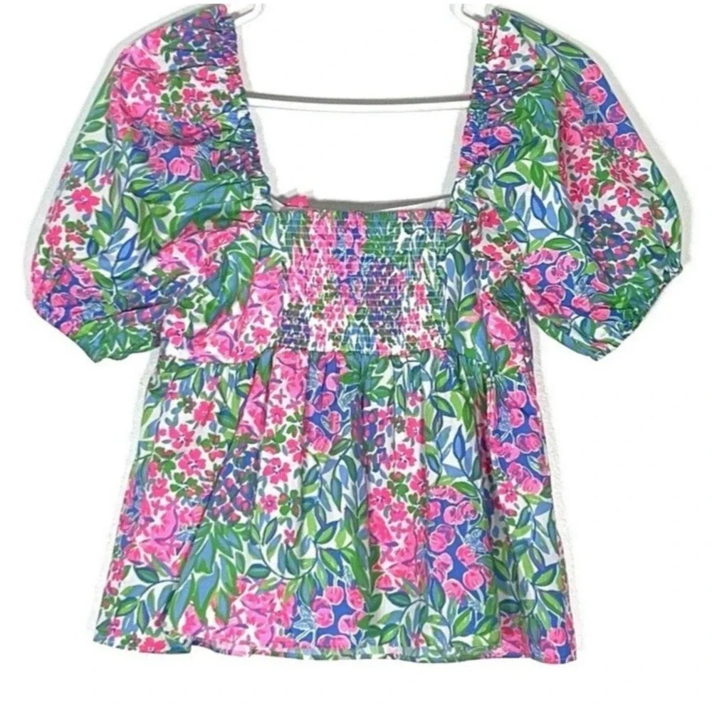 Lilly‎ Pulitzer Women's Kay Floral Puff Sleeves Top, Size 4